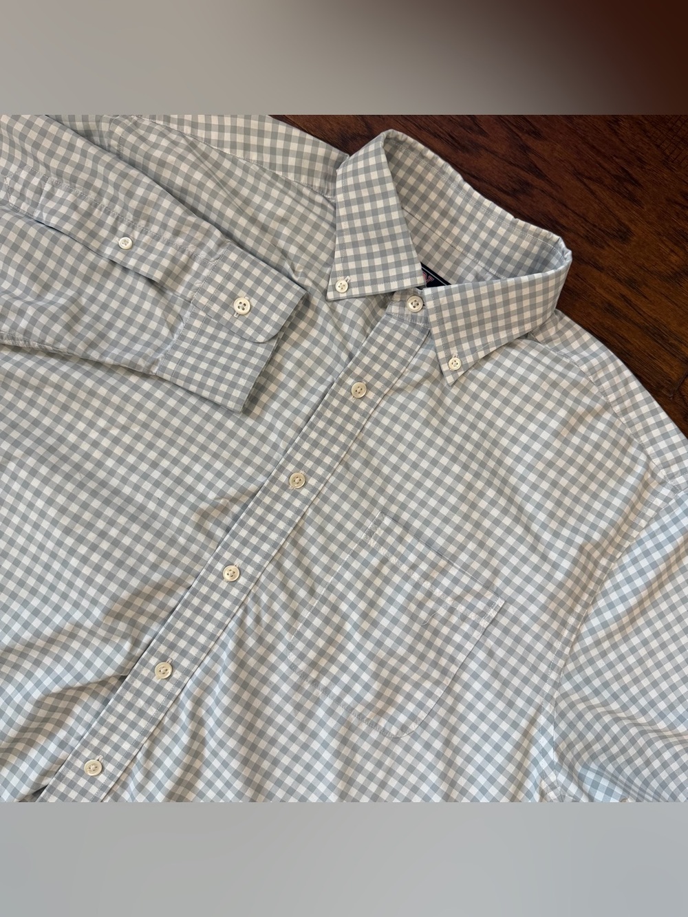 Vineyard Vines Men's Performance Shirt Classic Fit Murray Large Gray/White Check